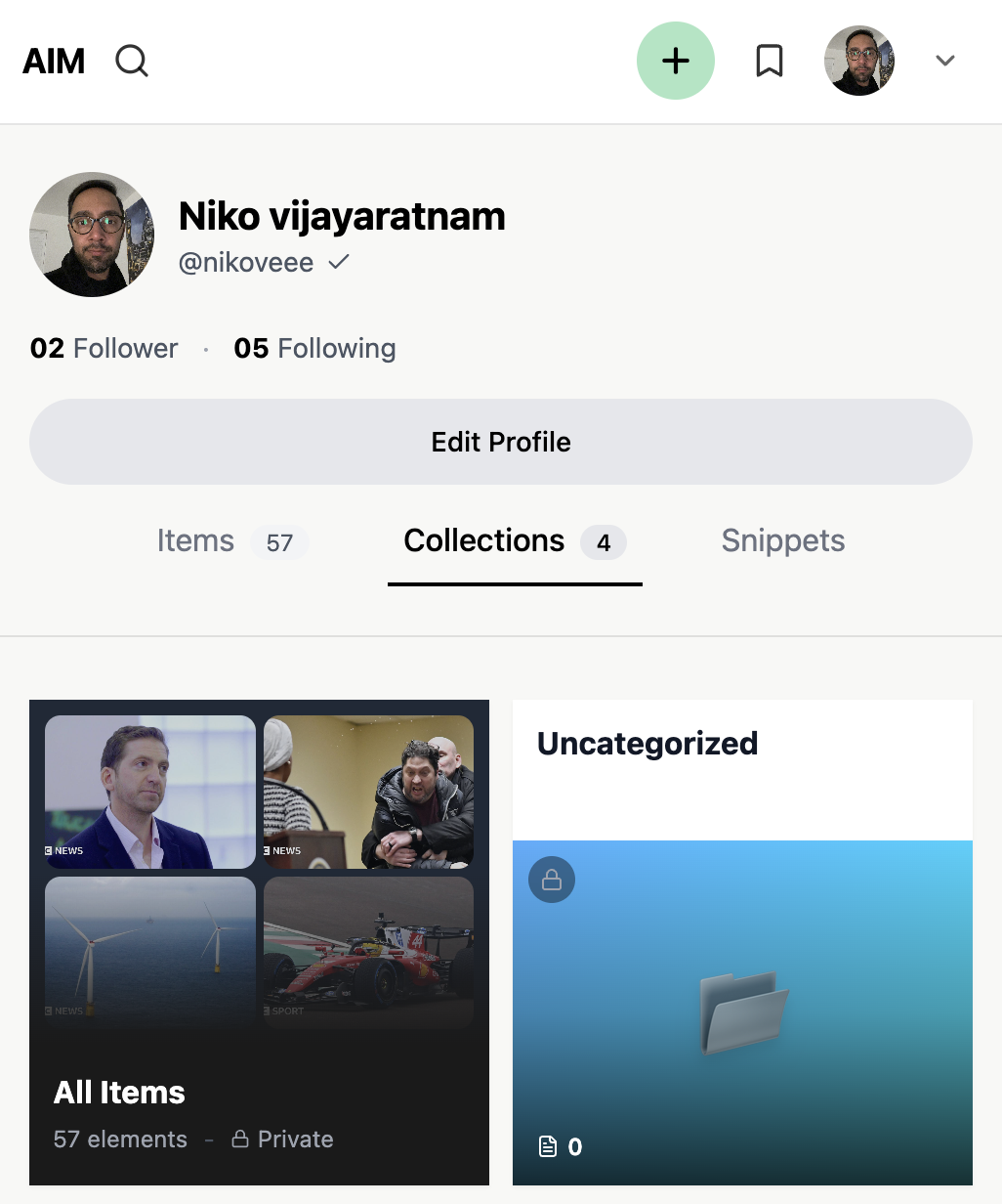 AIM — personal AI bookmarking platform